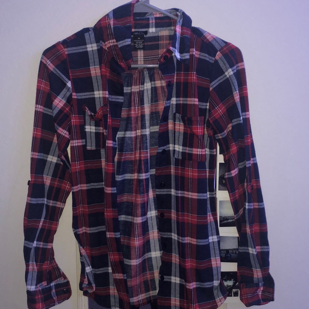 Red and navy blue flannel